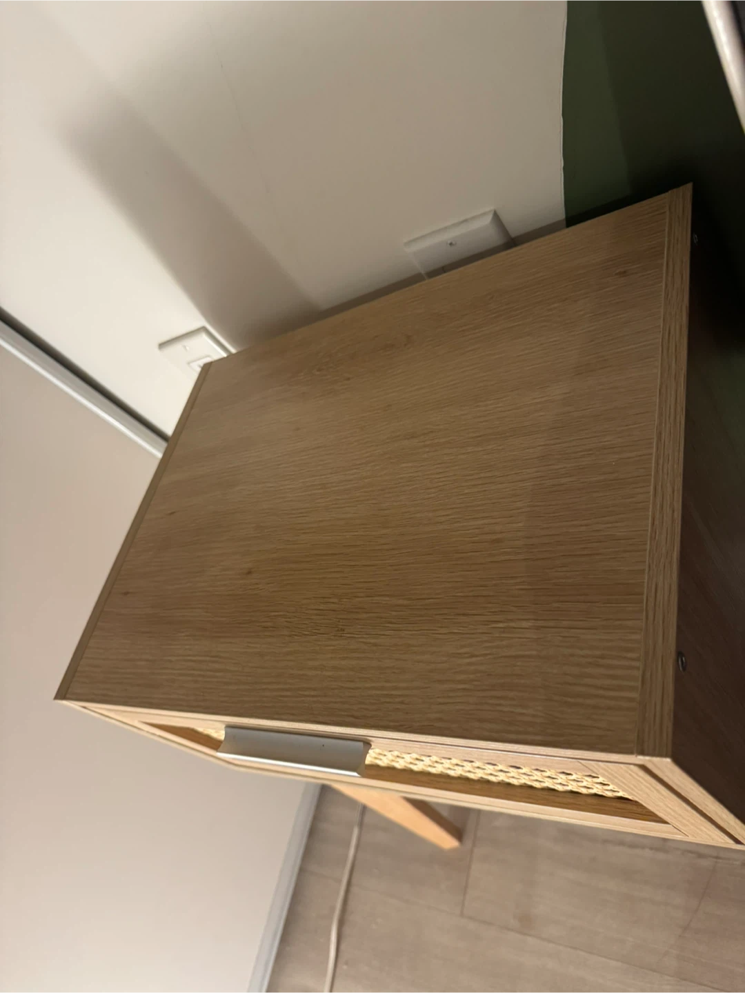 Wood and Rattan Bedside Nightstand - photo 2