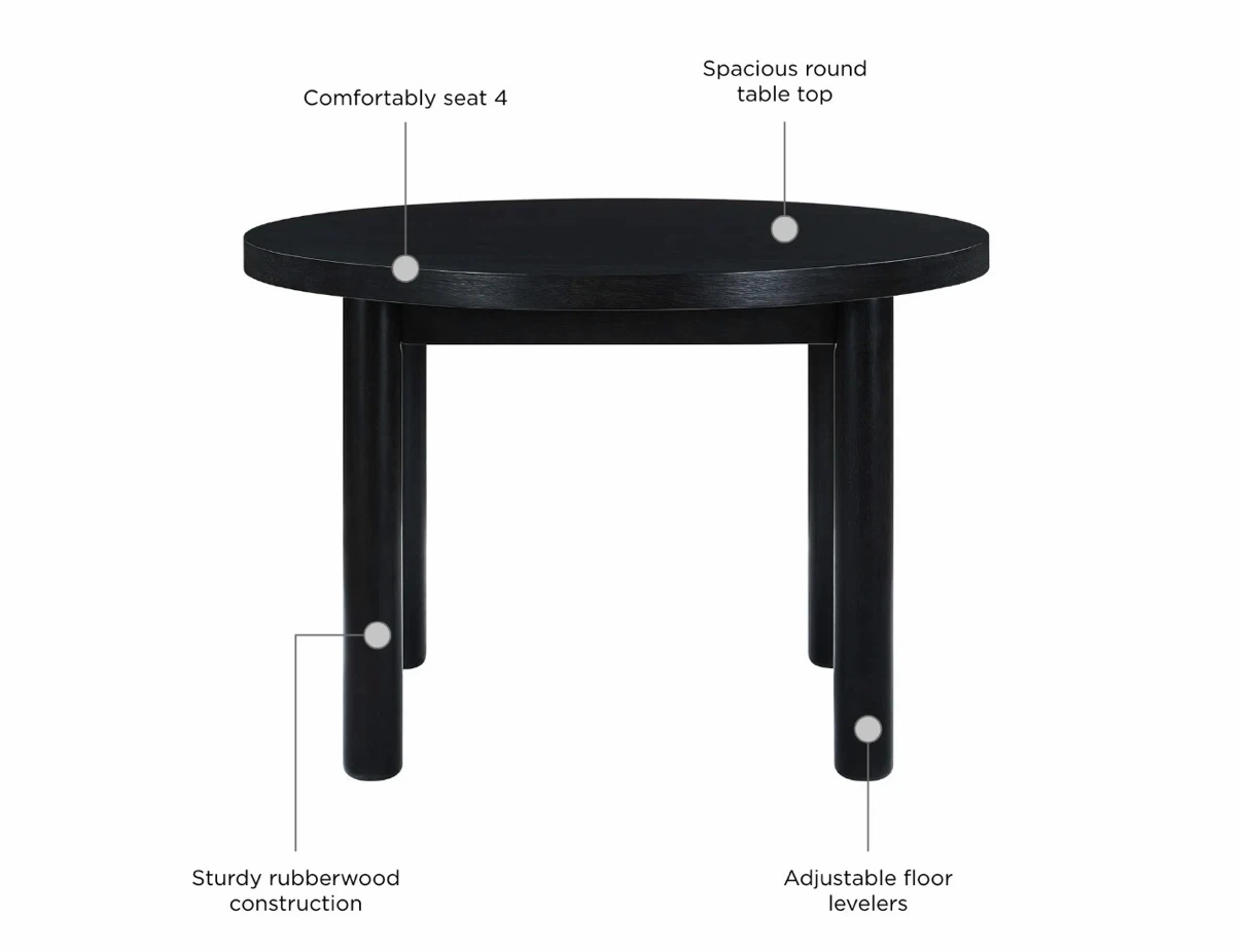 Black Round Rubberwood Dining Table - photo 2