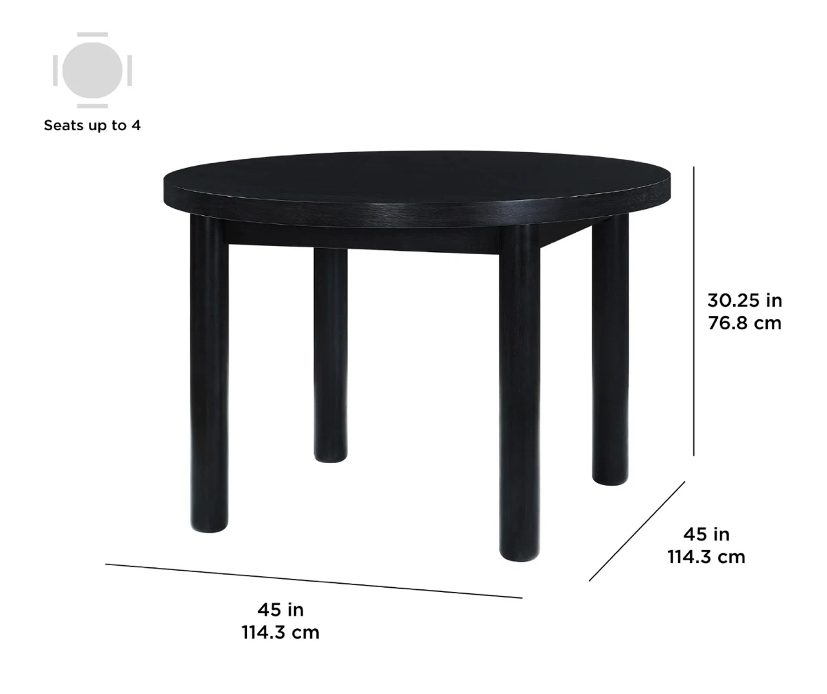 Black Round Rubberwood Dining Table - photo 4
