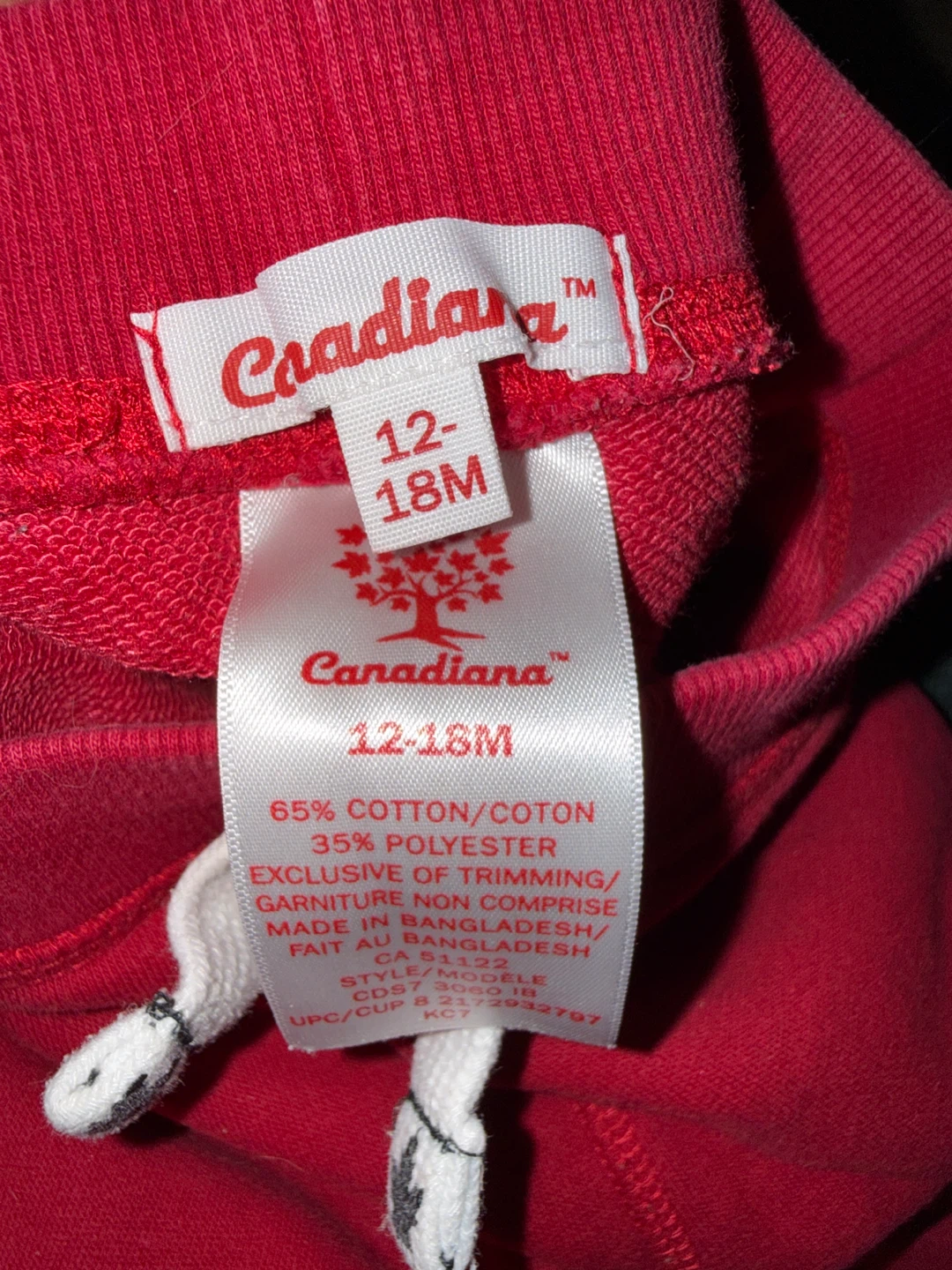 Canadiana Toddler Joggers Red 12-18M - photo 2