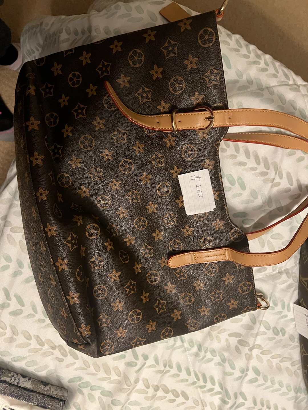 Brown Patterned Tote Bag