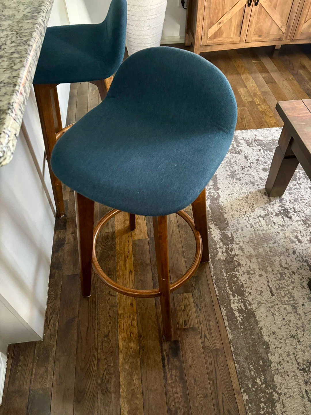 Set of Two Blue Fabric Bar Stools - photo 2