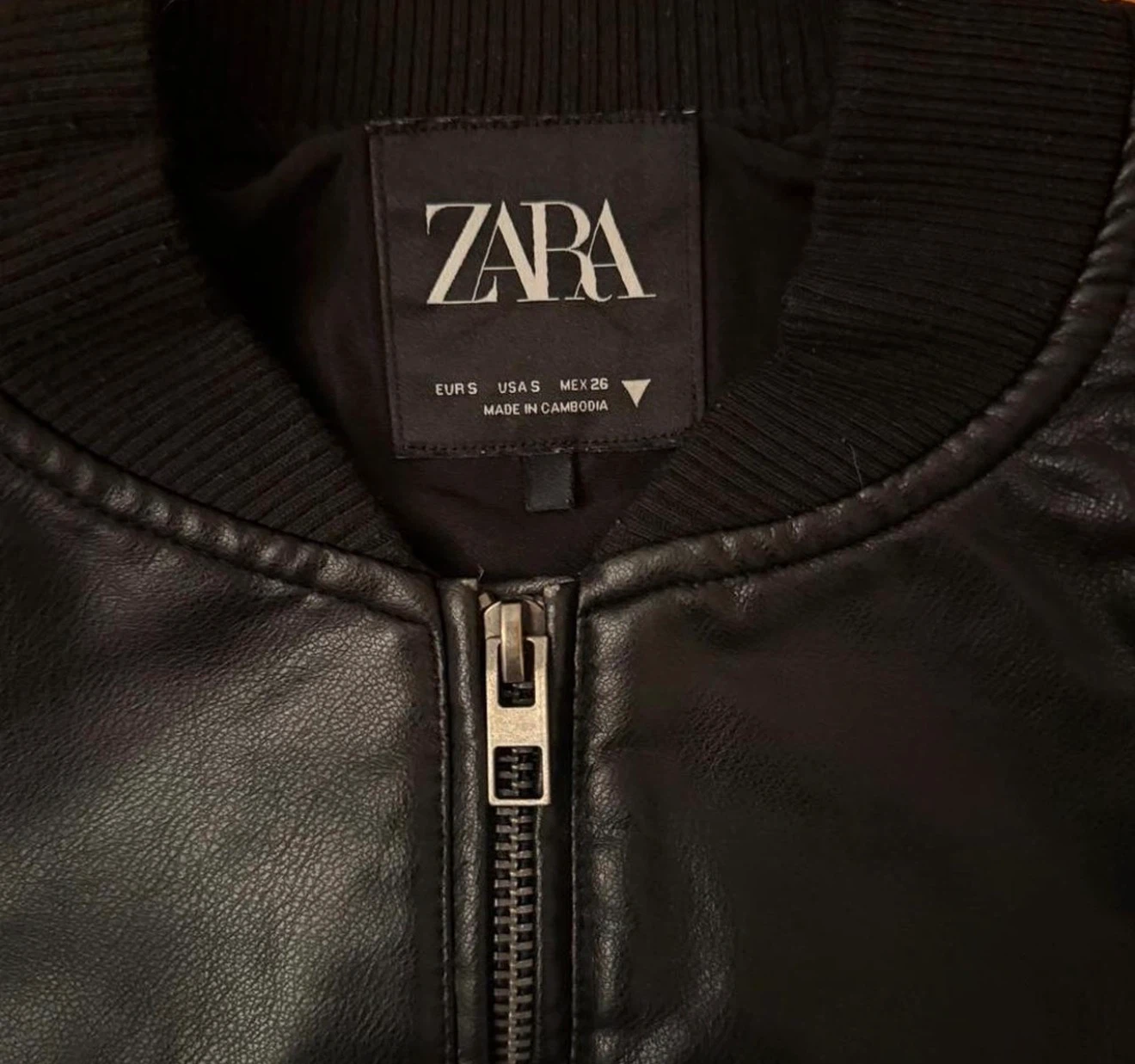 Zara Black Faux Leather Bomber Jacket - photo 2