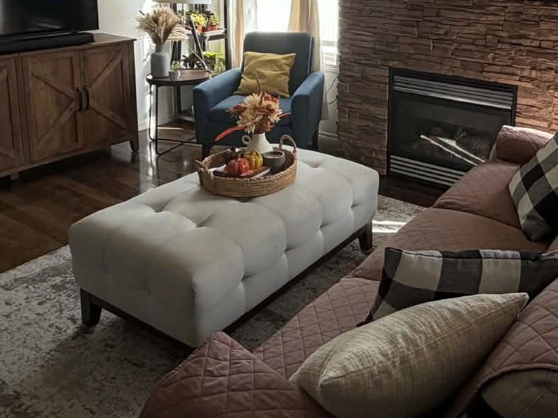 Cream Tufted Ottoman - photo 2