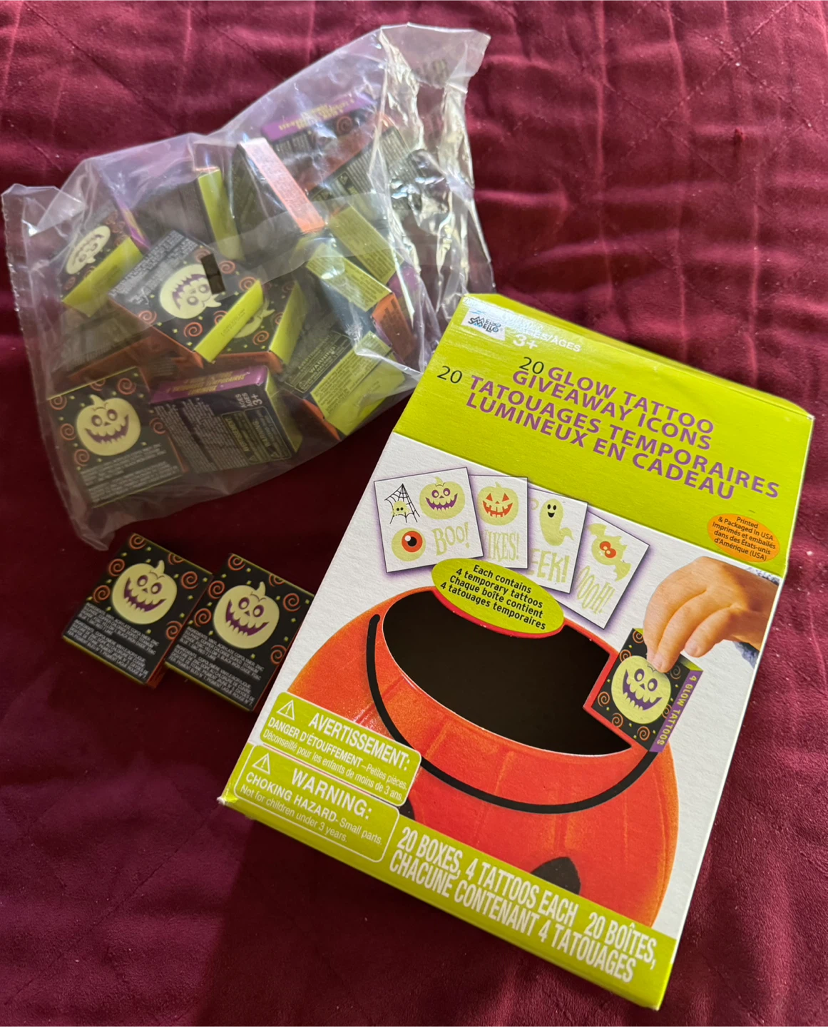 19 boxes, glow tattoo giveaways, new