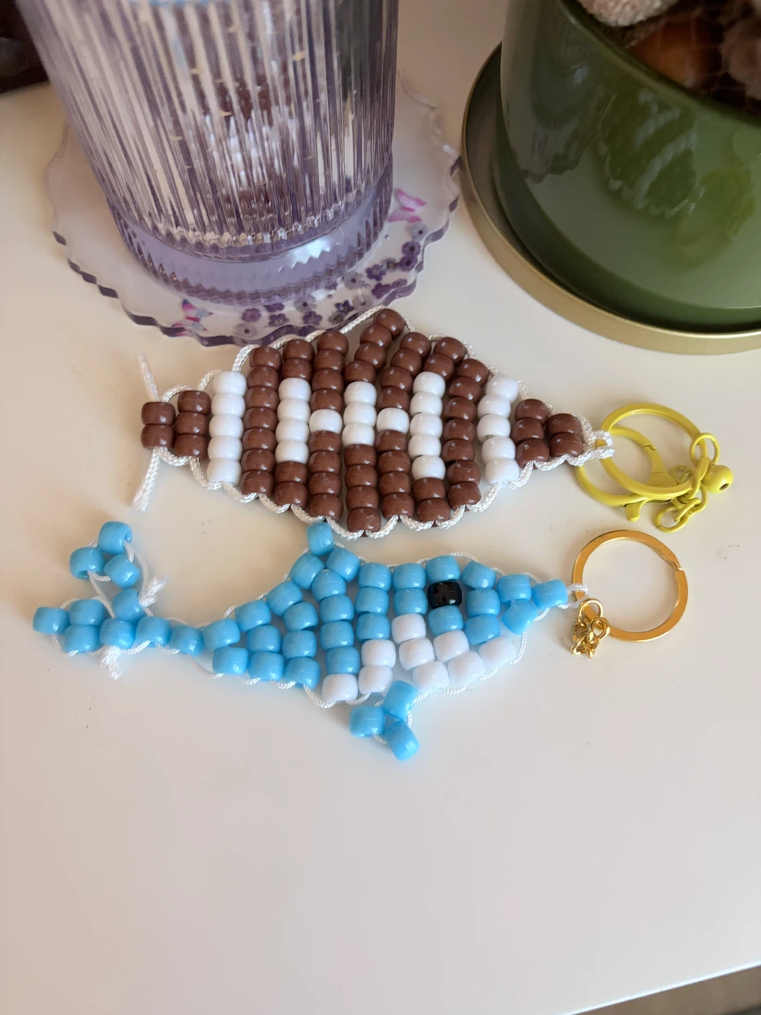 Handmade Pony Bead Wall Hangings and Keychains - photo 4
