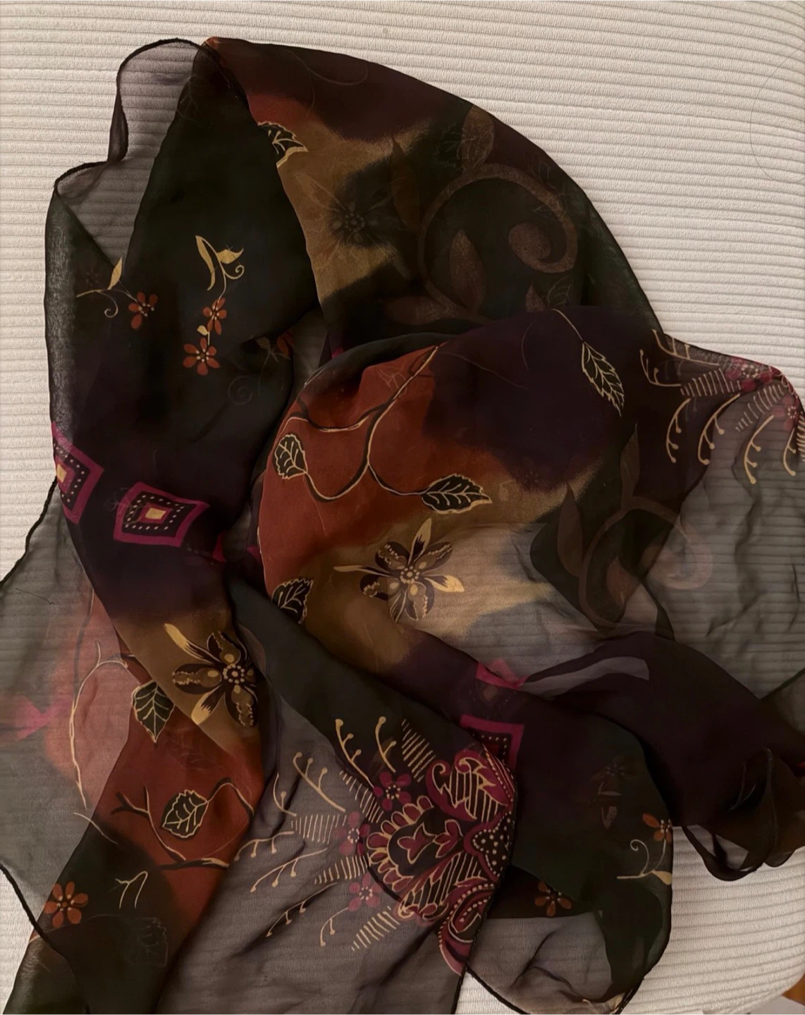 Floral Print Sheer Scarf - brand new