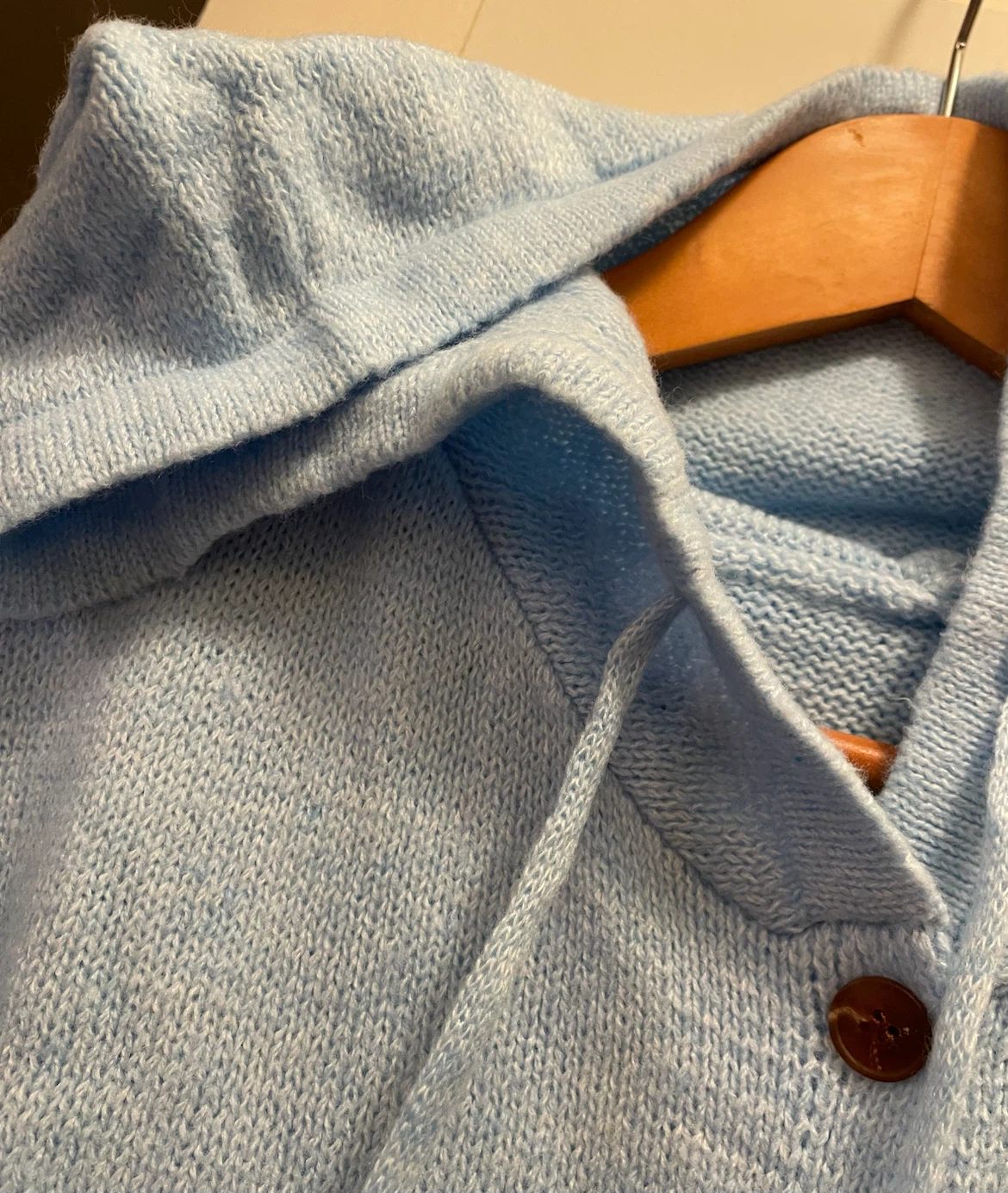 Light Blue Knitted Hooded Cardigan