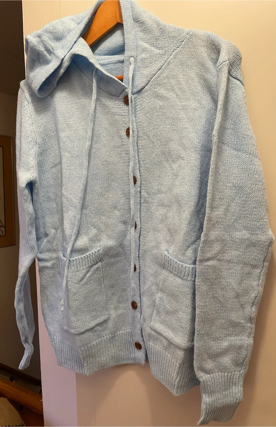 Light Blue Knitted Hooded Cardigan - photo 4