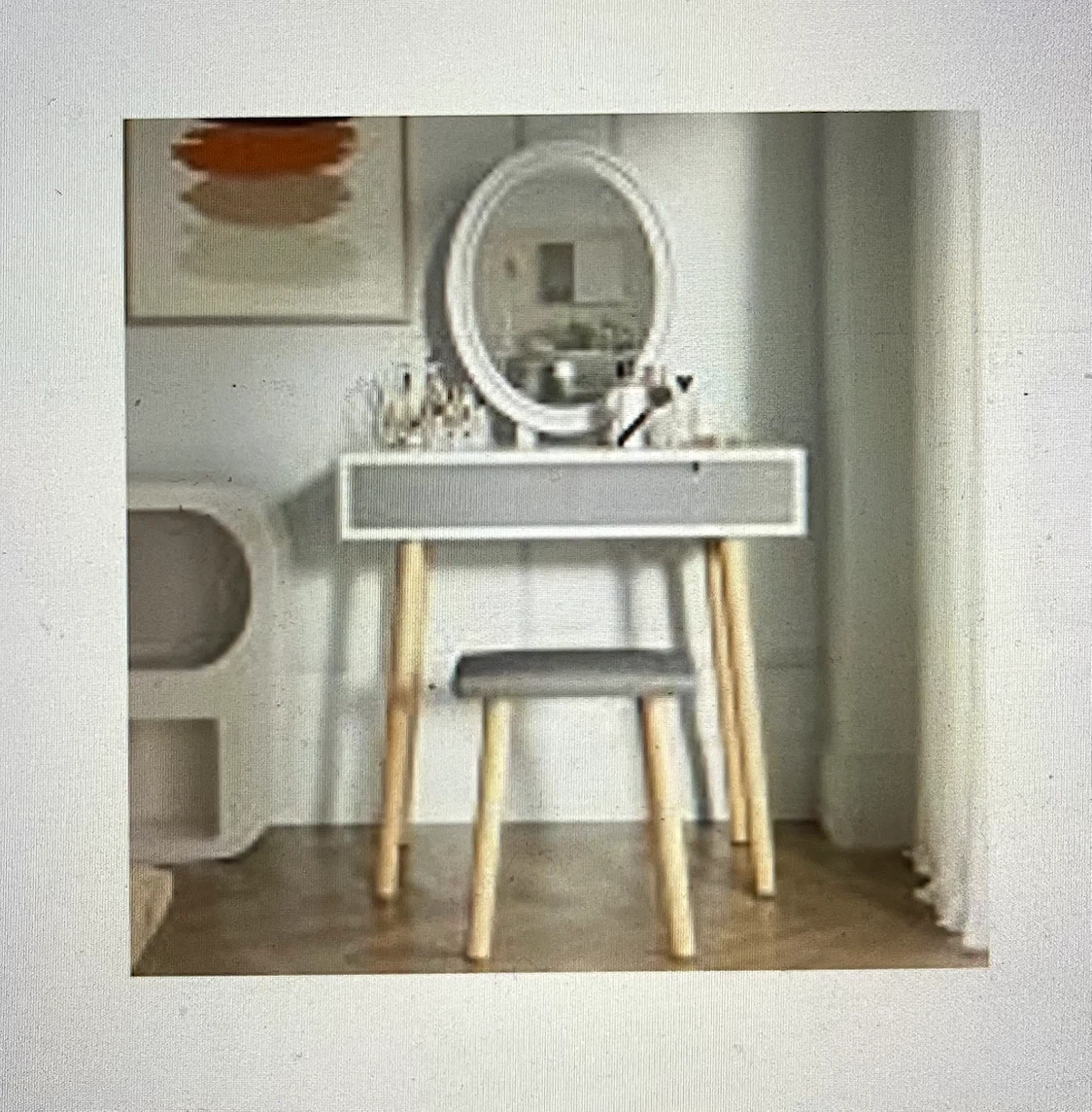 Modern Vanity Table with LED Mirror and Stool - photo 3