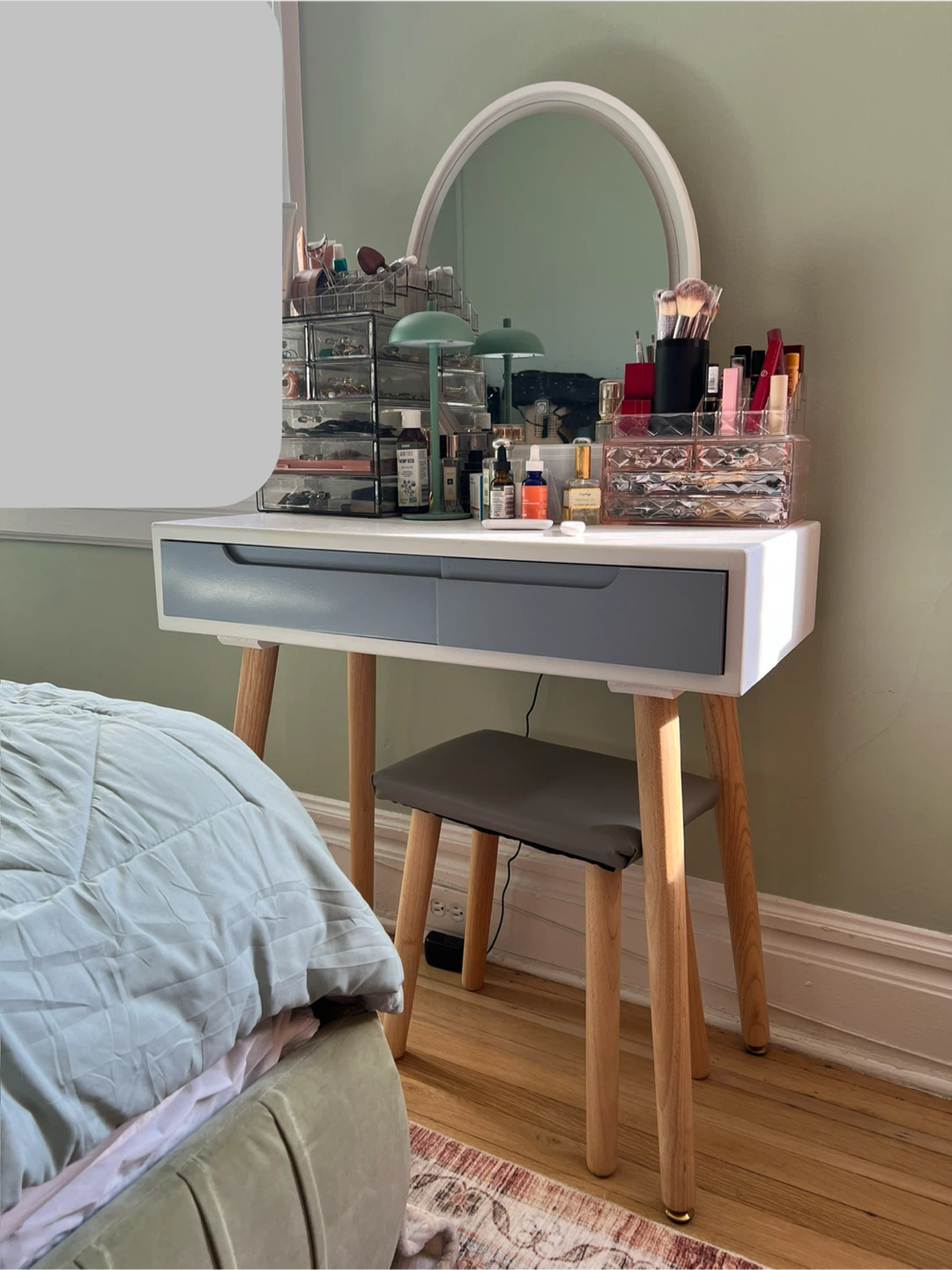 Modern Vanity Table with LED Mirror and Stool - photo 4