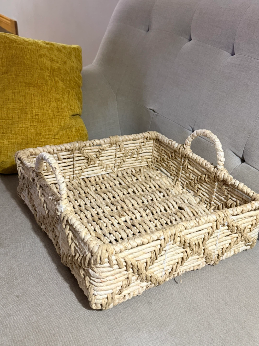 Woven decorative tray/ basket with handles
