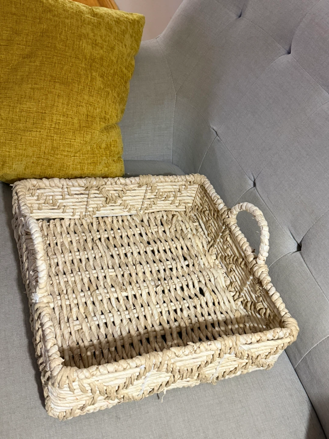 Woven decorative tray/ basket with handles - photo 2