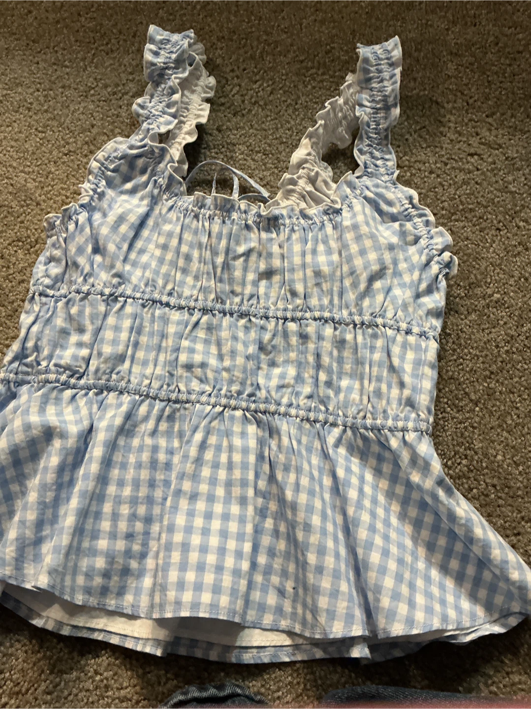 Blue and white gingham peplum top - photo 3