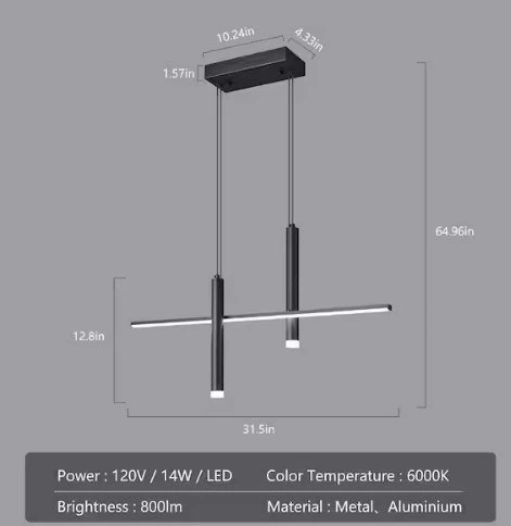 ZHLWIN 3-Light Modern Linear Pendant Chandelier - 64.9in - New - photo 2