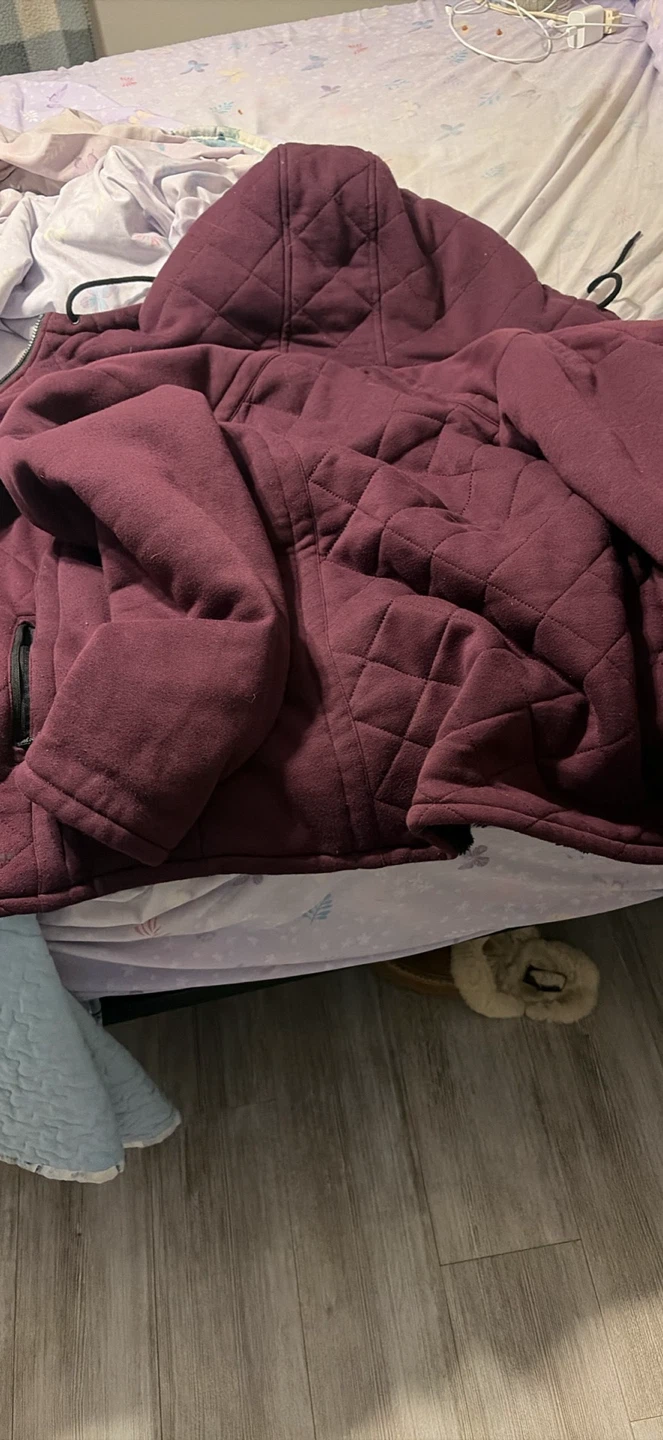 Maroon Quilted Sherpa-Lined Hoodie