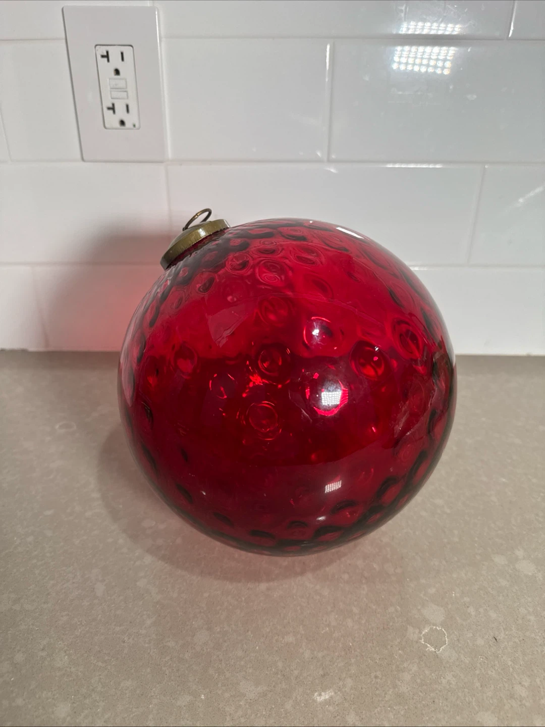 Large Red Textured Glass Christmas Ornament