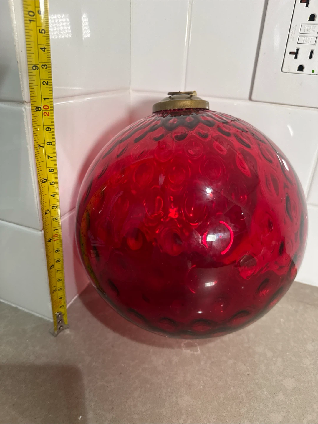 Large Red Textured Glass Christmas Ornament - photo 3