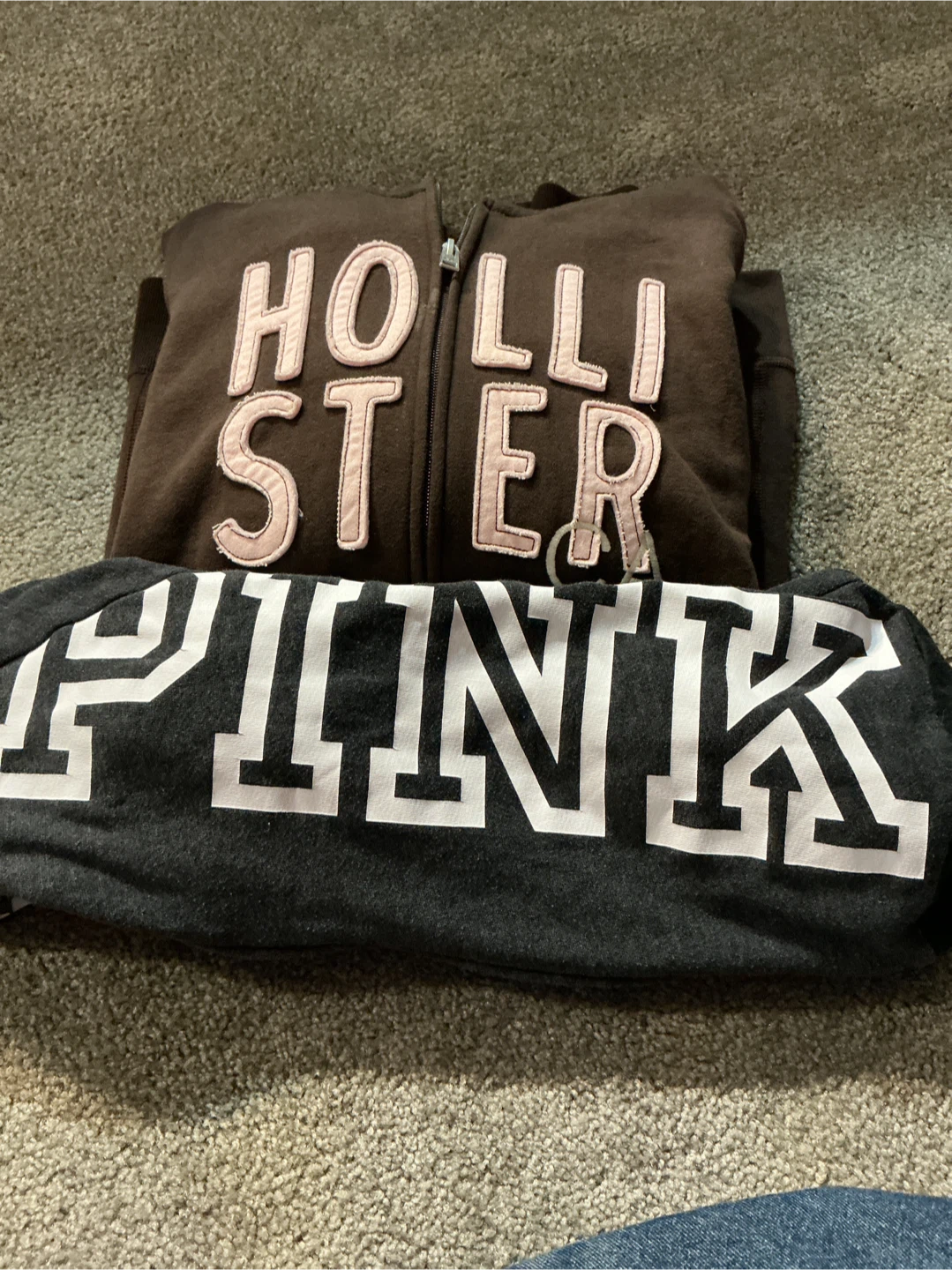 Two Zip-Up Hoodies: Hollister and Victoria's Secret PINK