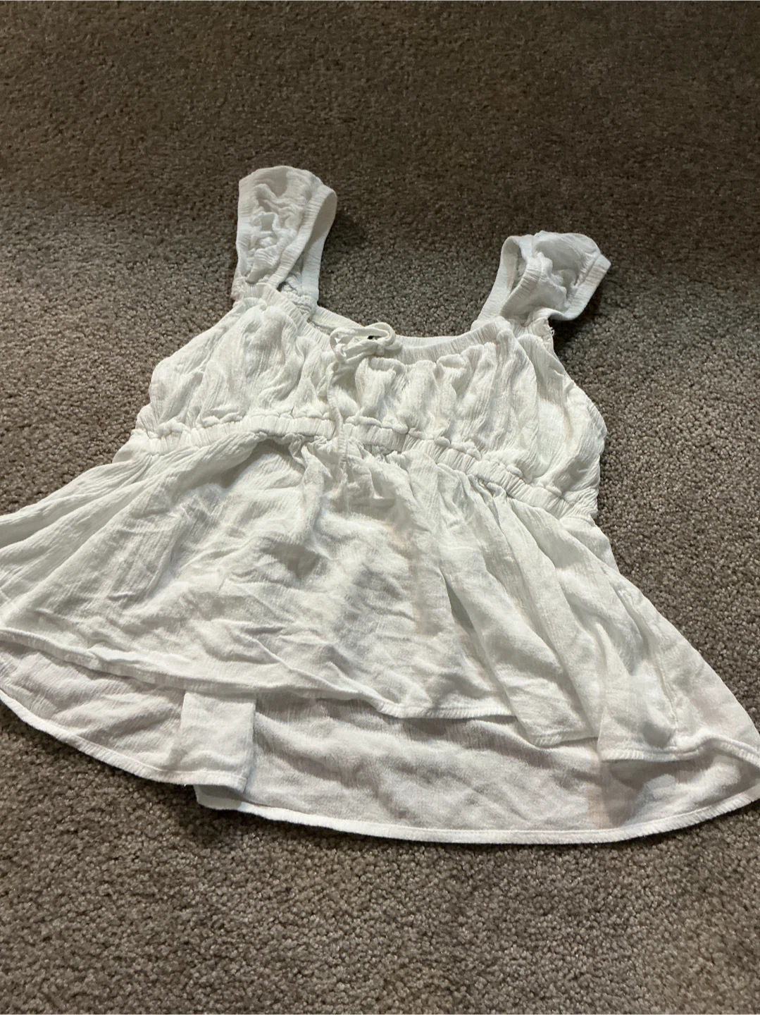 White Peplum Ruffle Top