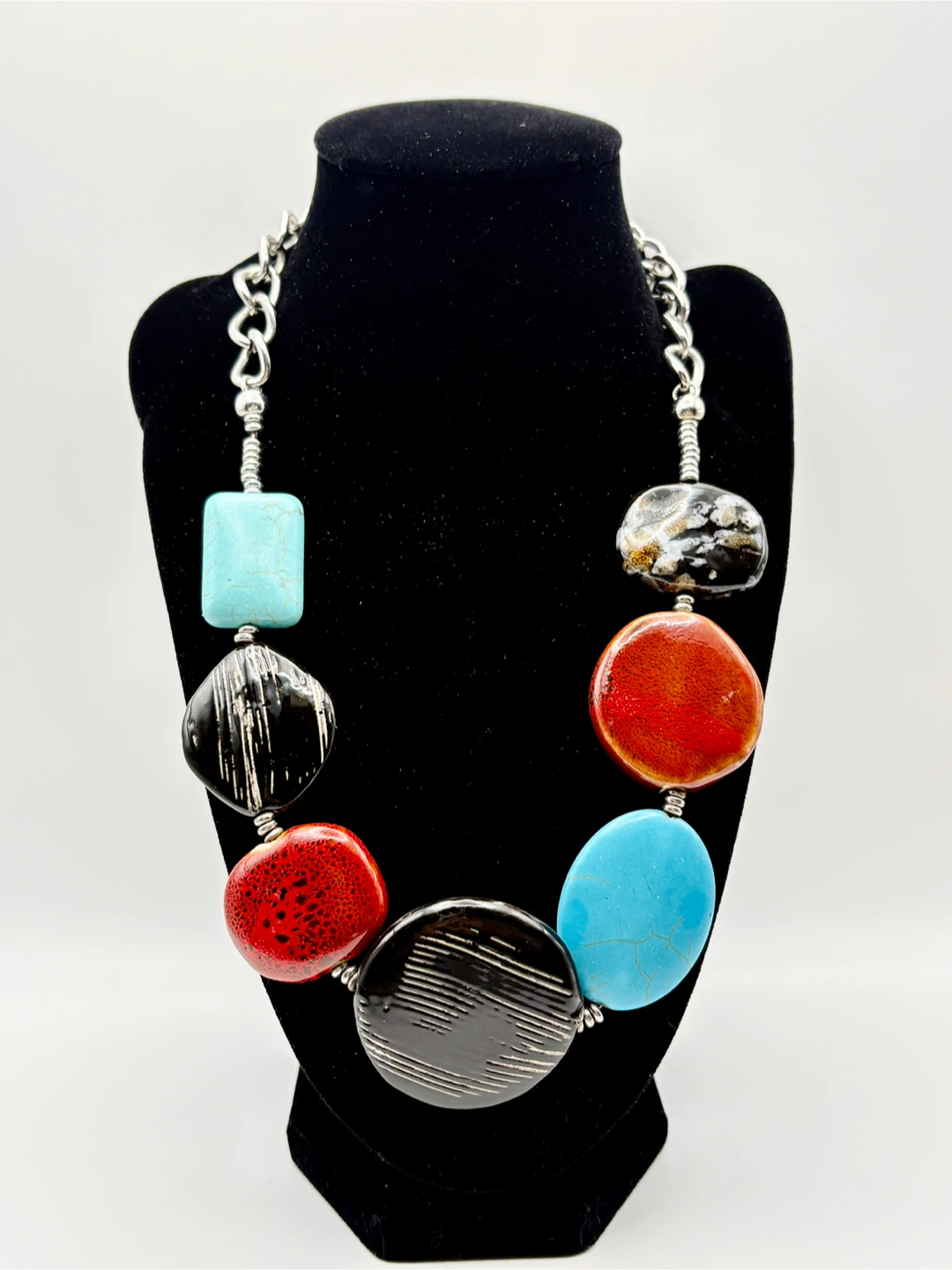 Multicoloured Beaded Statement Necklace