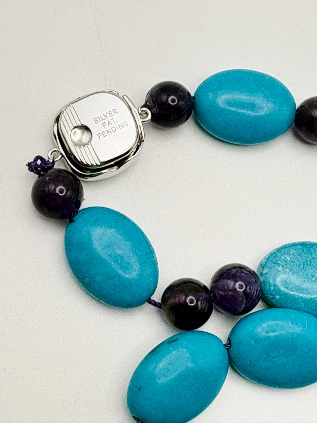 Silver Clasp Turquoise and Amethyst Beaded Necklace - photo 5