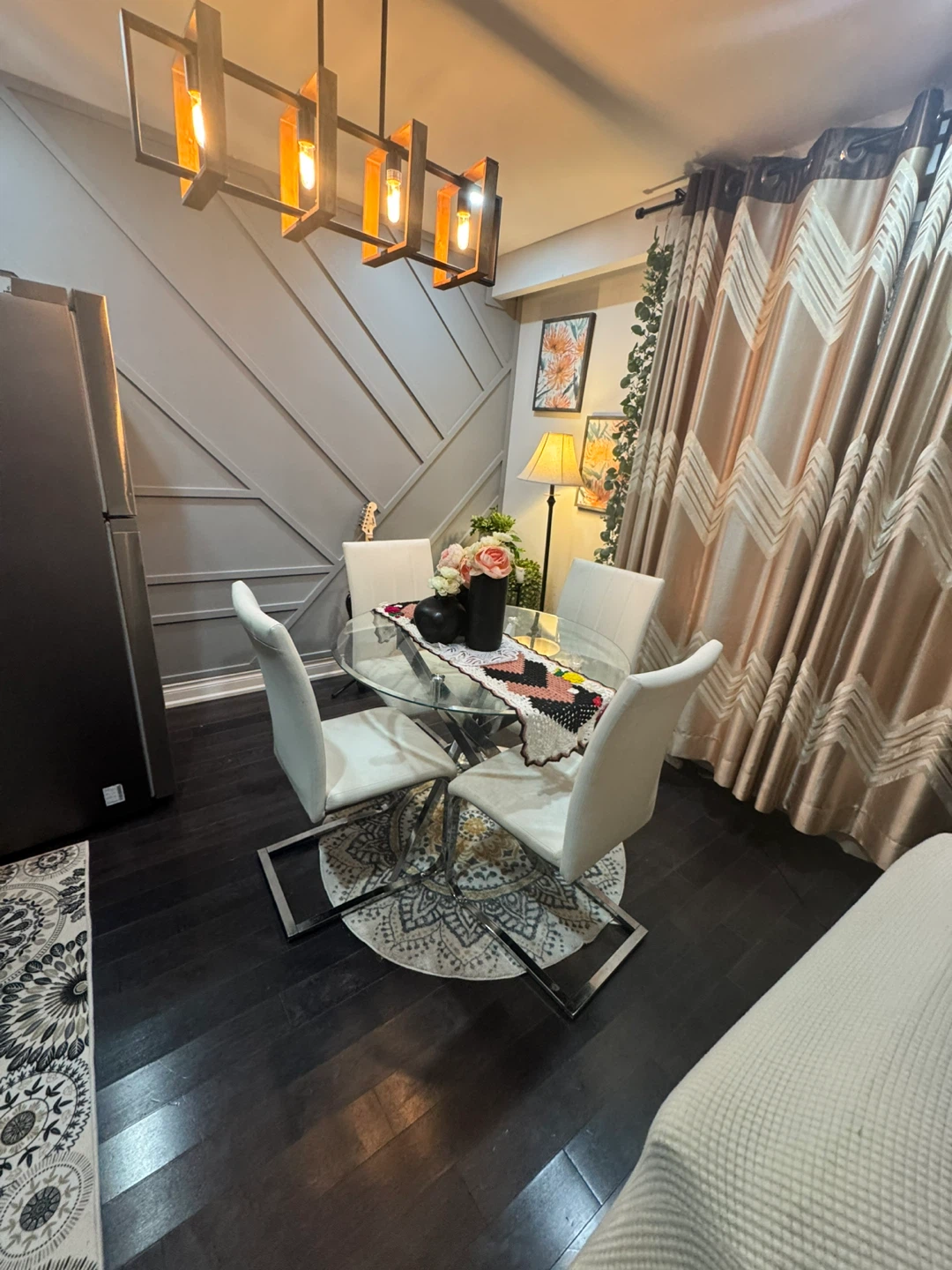 Glass Dining Table with 4 Chairs