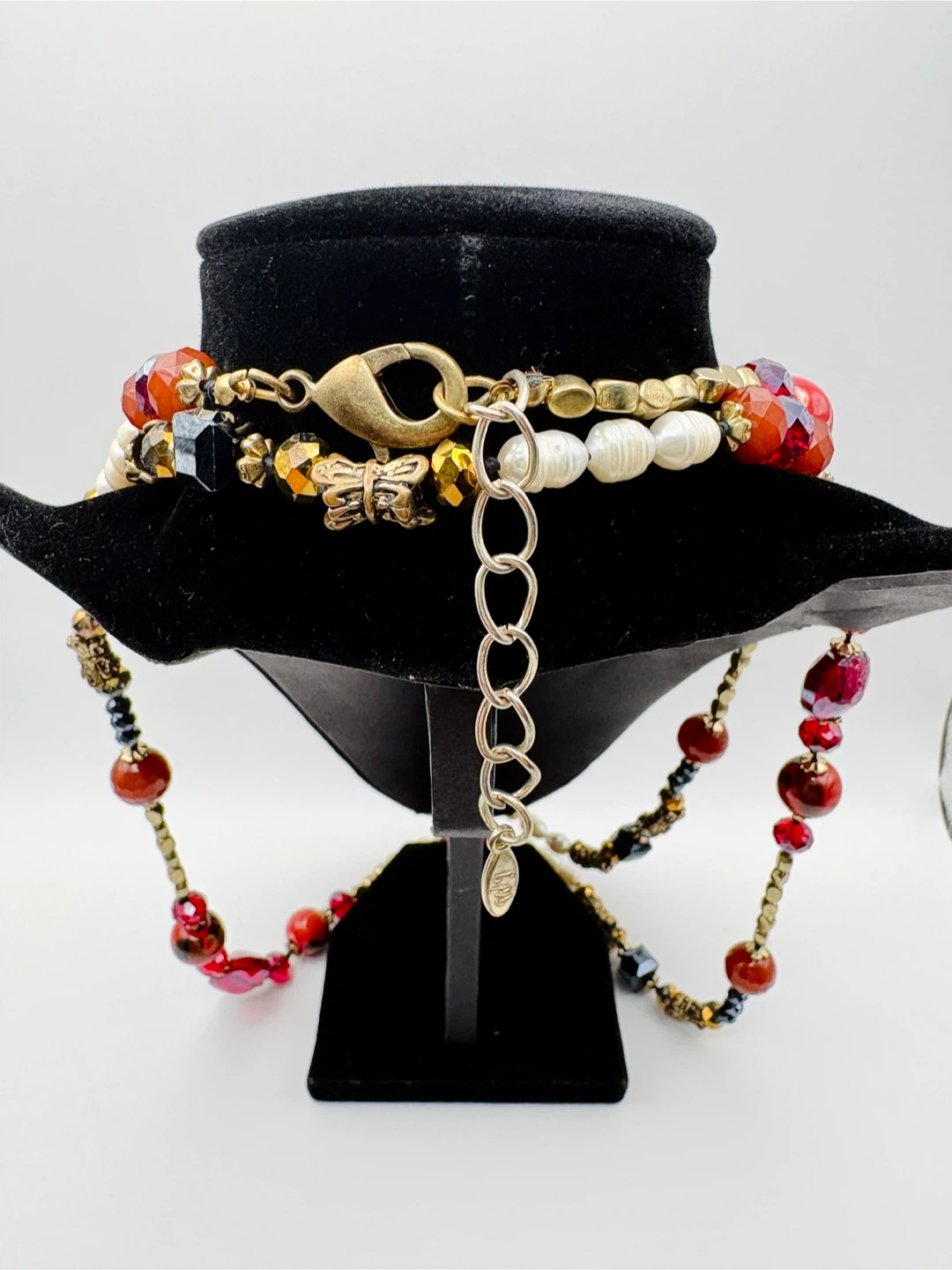 Vintage LM Czech Bead Genuine Pearl Statement Necklace - photo 4