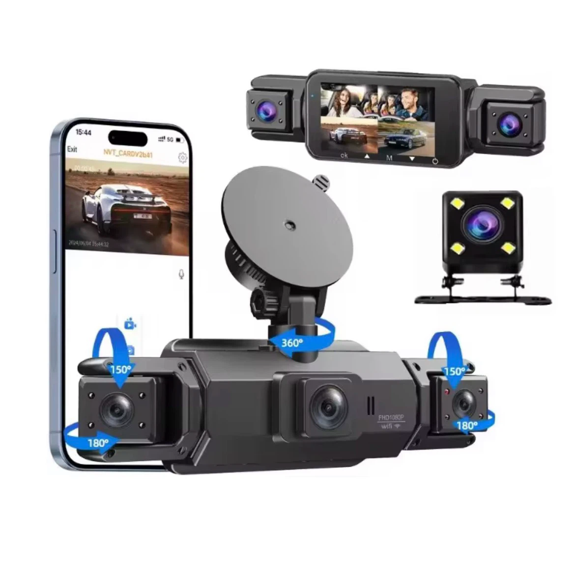 4-Channel Car wifi  Dash Cam with 360 Degree Protection