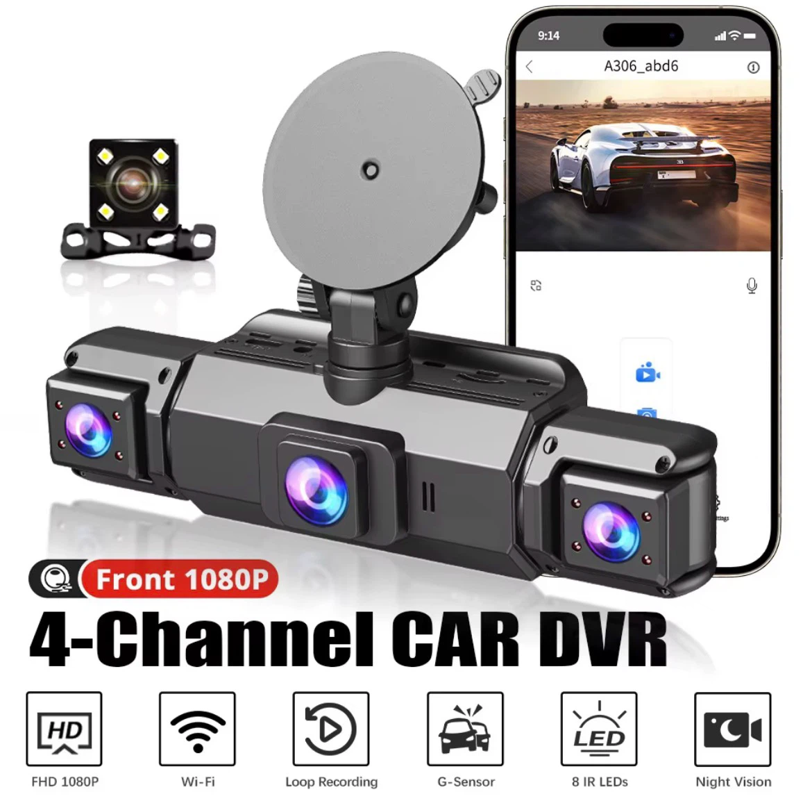 4-Channel Car wifi  Dash Cam with 360 Degree Protection - photo 2