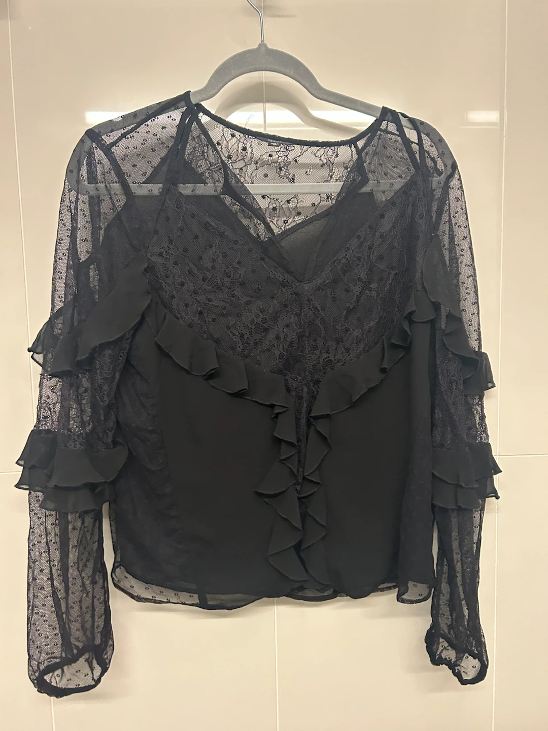 GUESS Black Lace Blouse - Size M