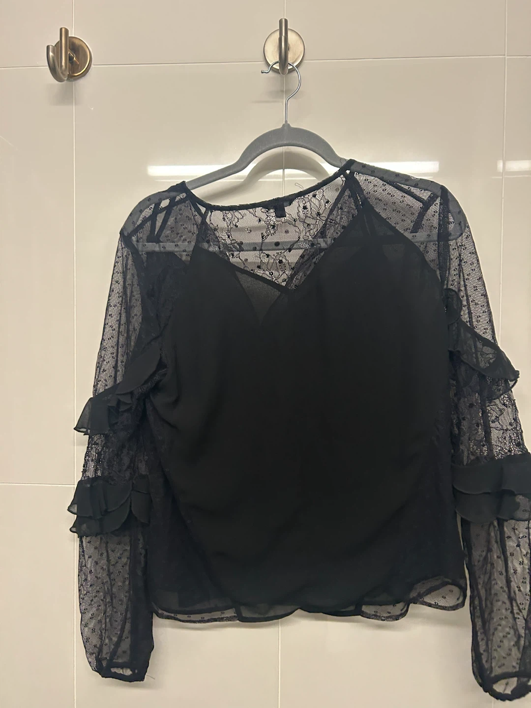 GUESS Black Lace Blouse - Size M - photo 3