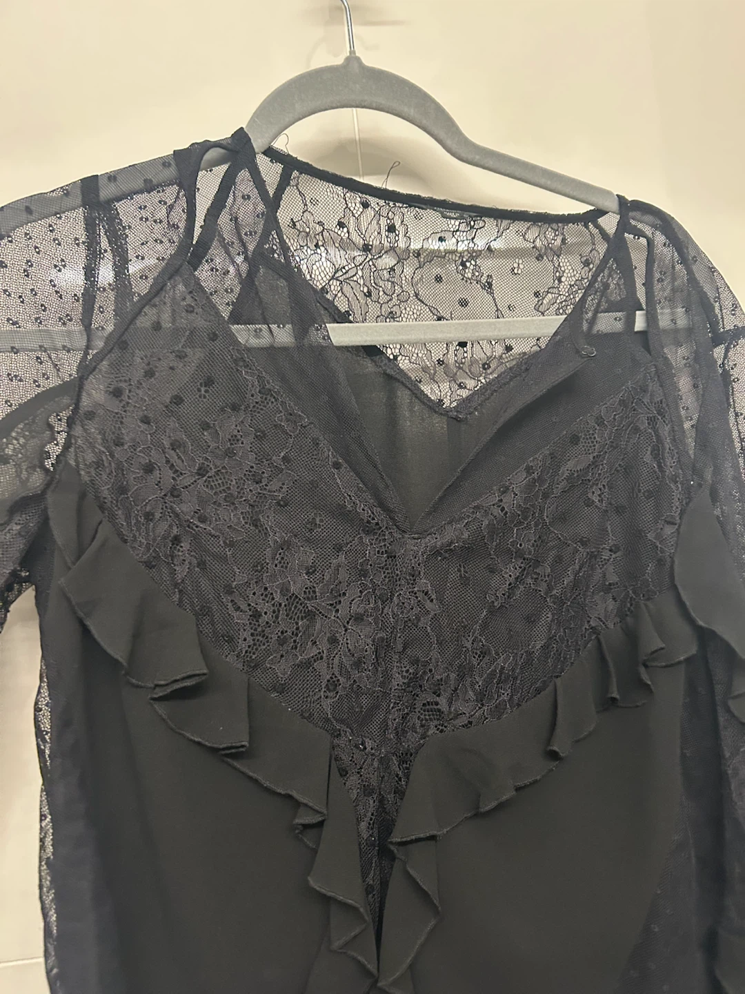 GUESS Black Lace Blouse - Size M - photo 4