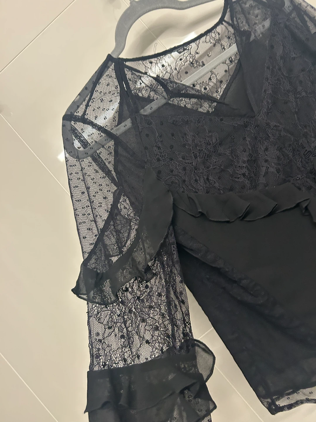 GUESS Black Lace Blouse - Size M - photo 5
