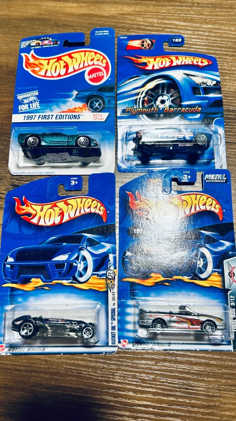 Vintage Hot Wheels Lot of 4 – 1997 Corvette, Plymouth Barracuda