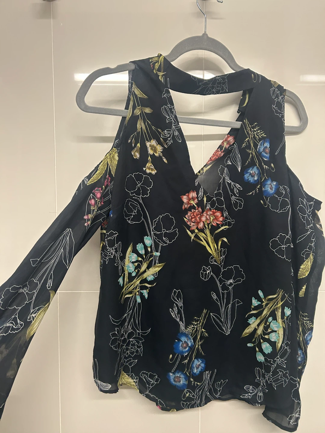 River Island Floral Cold-Shoulder Top Size 14 - photo 2