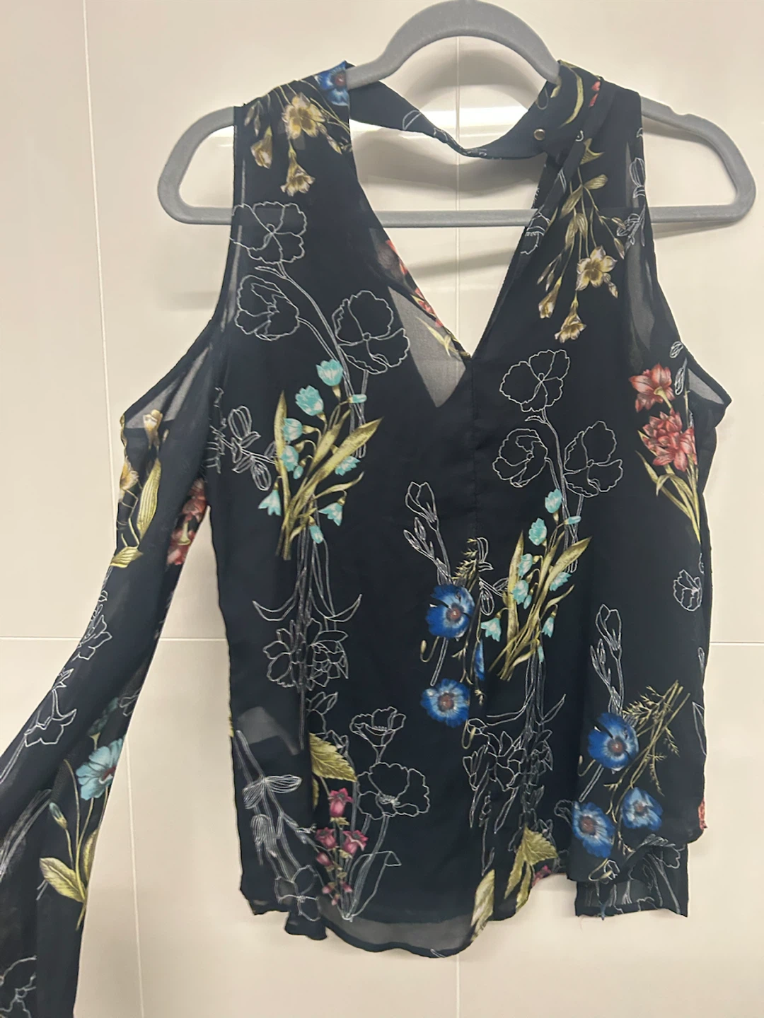 River Island Floral Cold-Shoulder Top Size 14 - photo 3