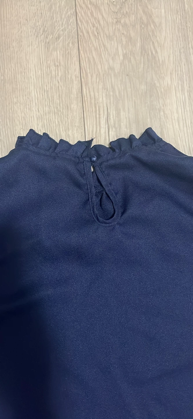 SHEIN Navy Ruffled Long Sleeve Blouse - photo 2