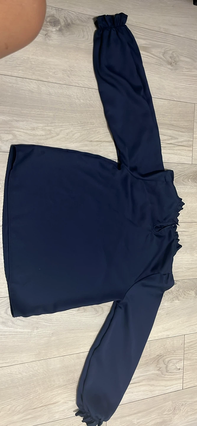 SHEIN Navy Ruffled Long Sleeve Blouse - photo 3
