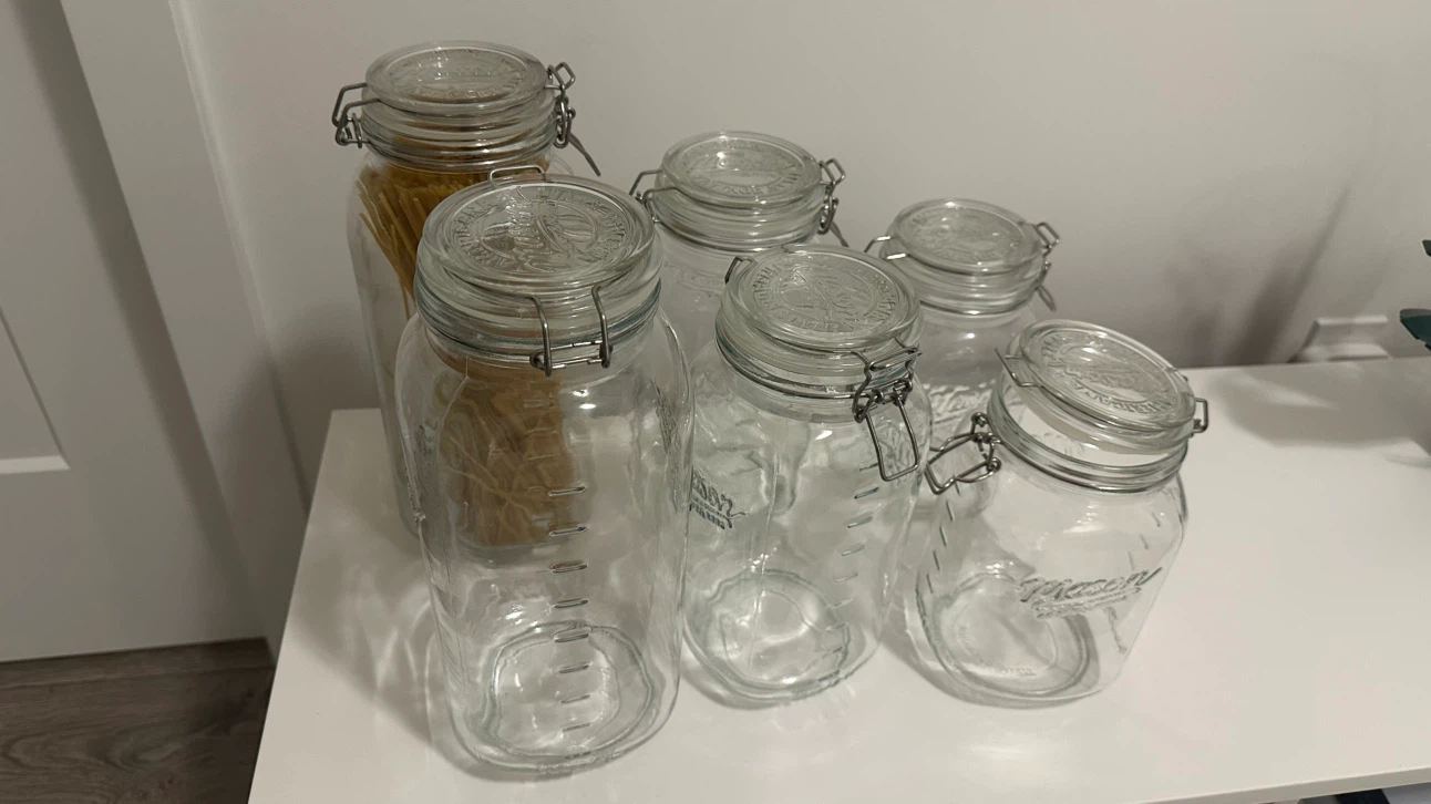 Set of 6 Mason Glass Storage Jars with Clamp / Clip Lids - photo 2