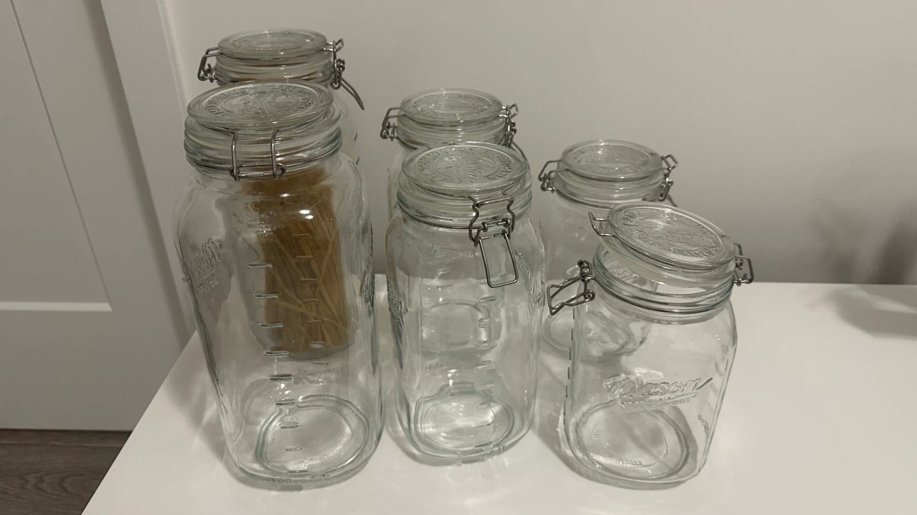 Set of 6 Mason Glass Storage Jars with Clamp / Clip Lids - photo 3