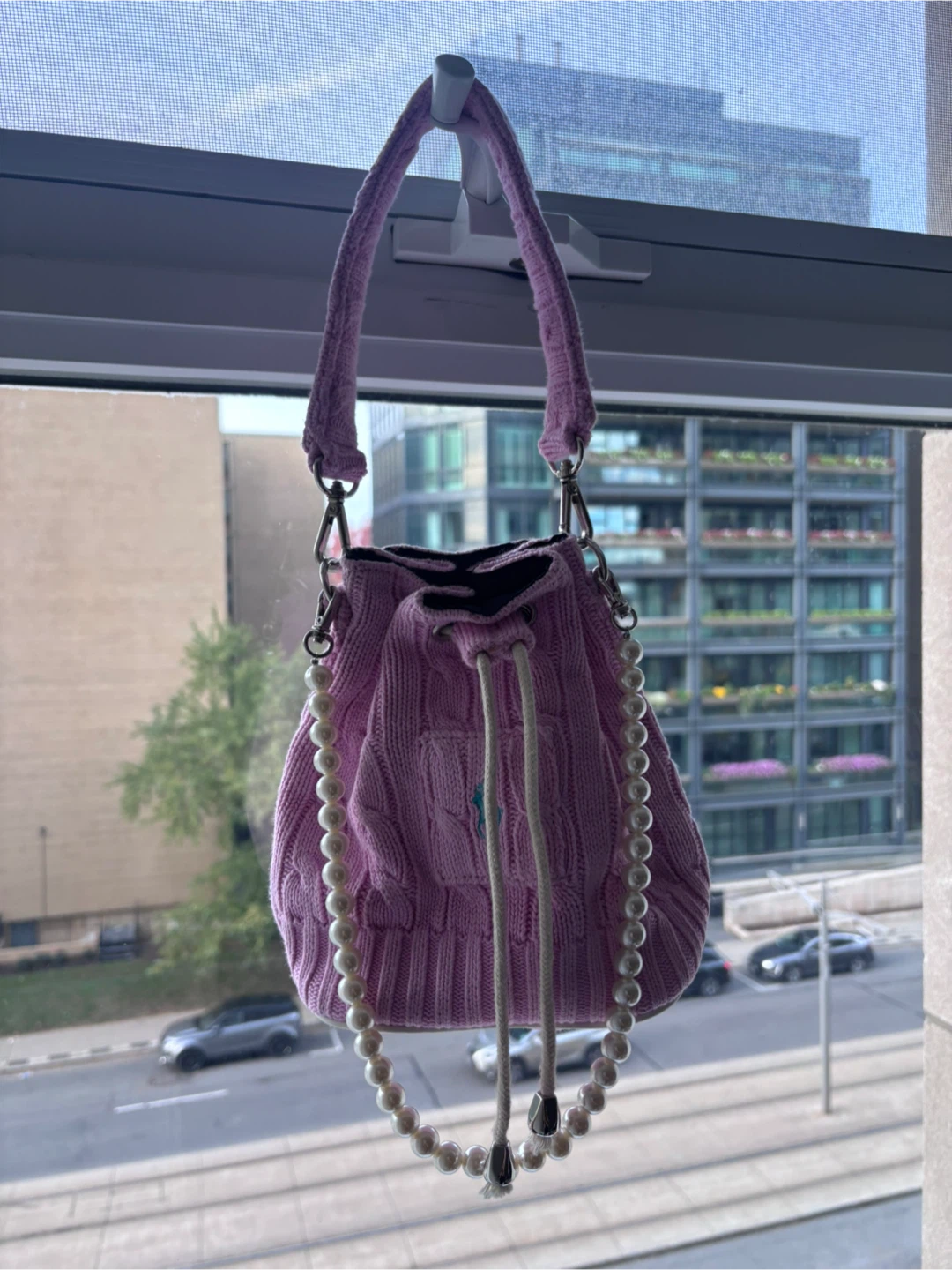 Polo Ralph Lauren Pink Cable Knit Bucket Bag - photo 2