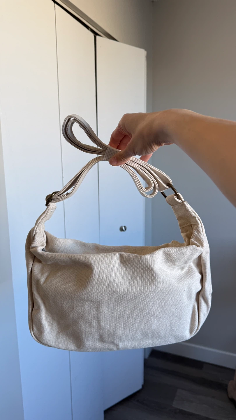 New Beige Canvas Shoulder Bag