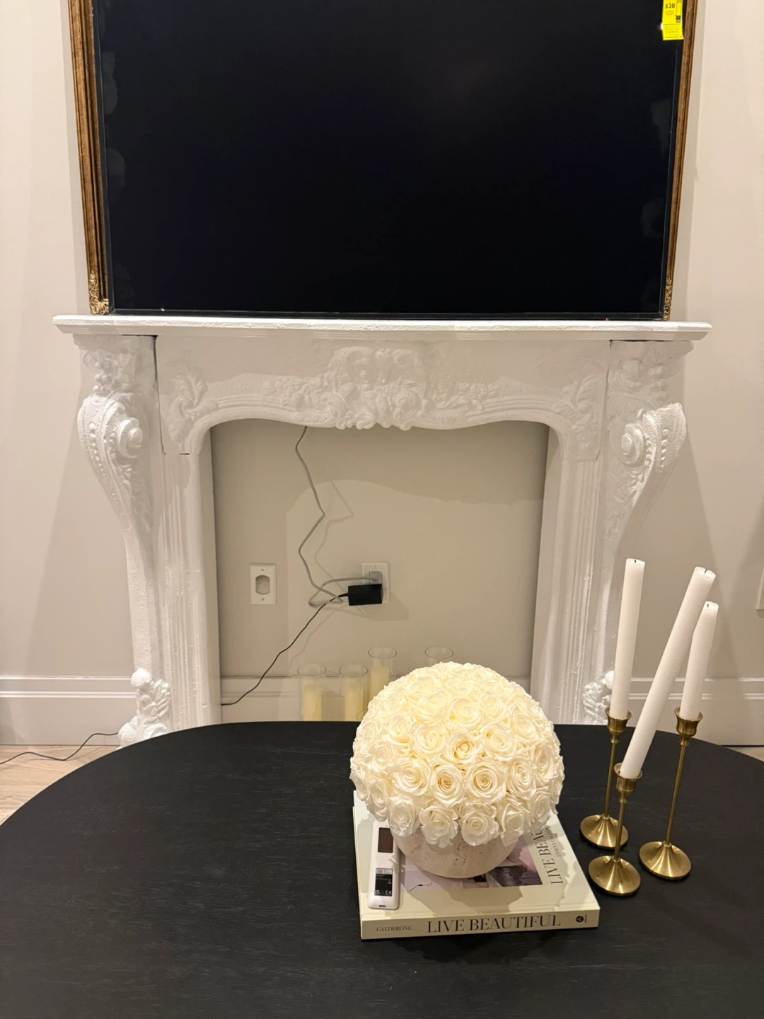 White Decorative Fireplace Mantel