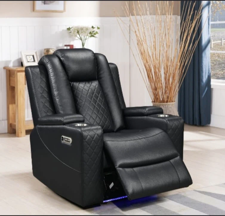 Black Power Reclining Theatre Sofa Set