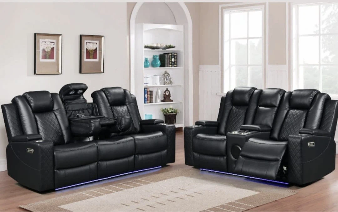 Black Power Reclining Theatre Sofa Set - photo 3