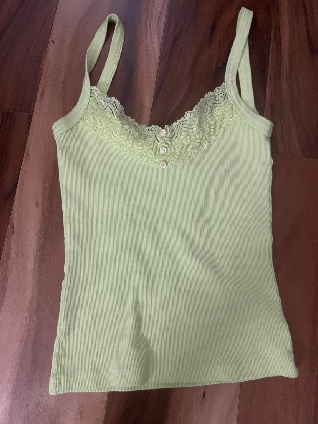 green lace cami w button