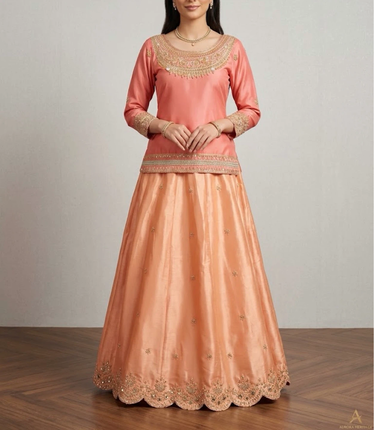 Pink and Peach Lehenga Set - photo 3