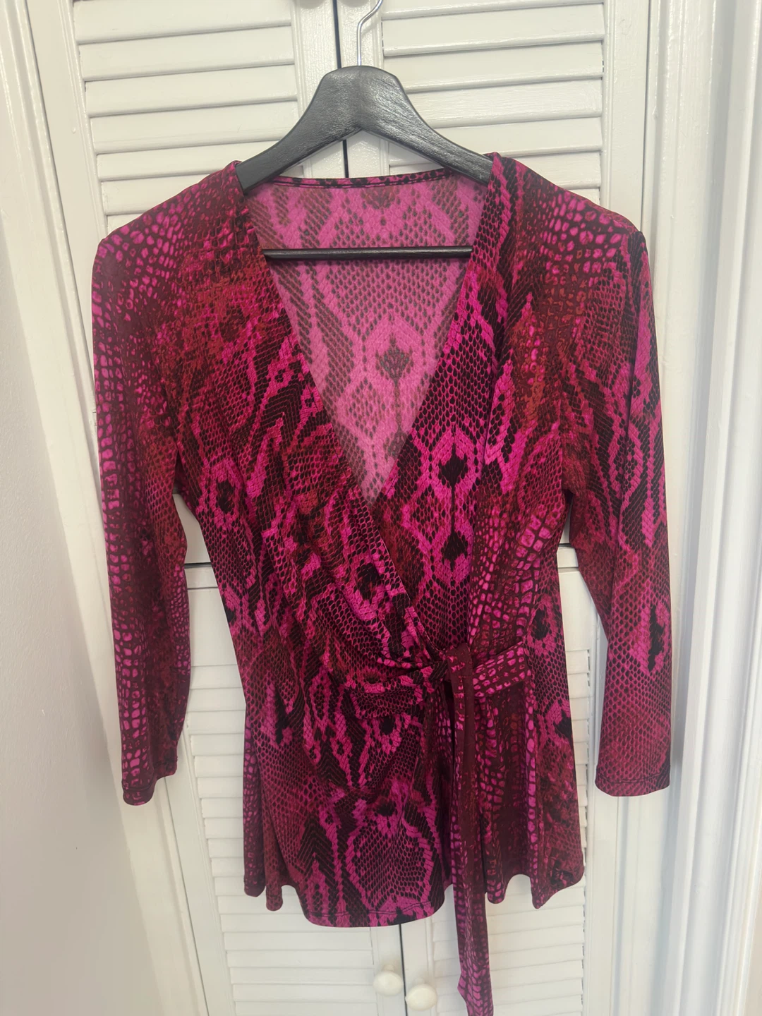 y2k style Pink and Black Snake Print Wrap Top