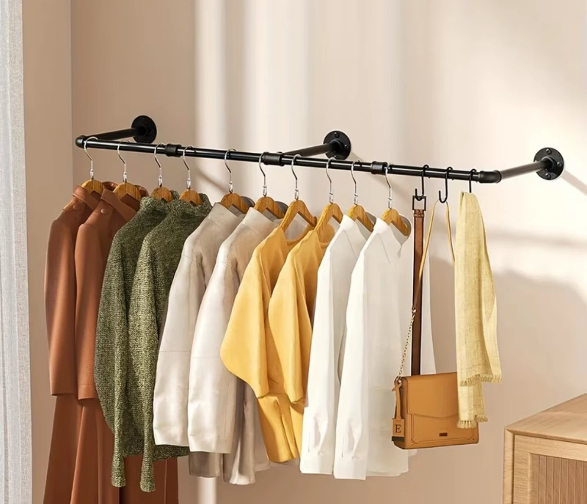 UNOPENED closet hanging rack wall-mounted black - photo 2